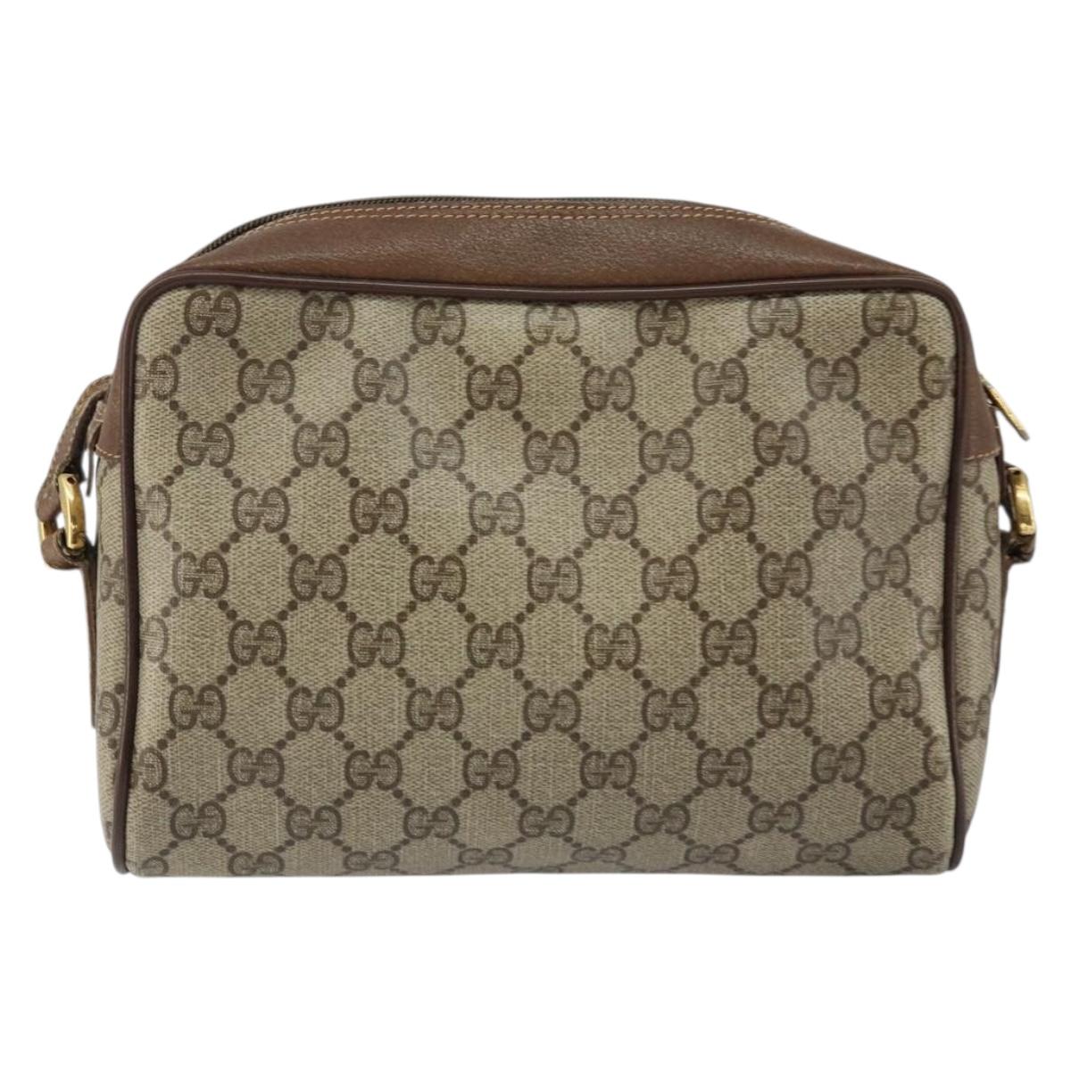 GUCCI GG Supreme Web Sherry Line Bag PVC Beige Red 56 02 087 Auth 151921