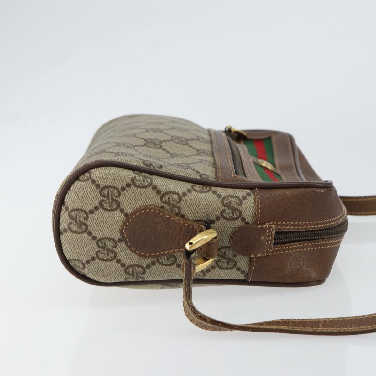 GUCCI GG Supreme Web Sherry Line Bag PVC Beige Red 56 02 087 Auth 151921