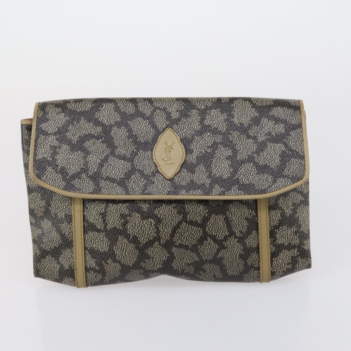 Gianni Versace Saint Laurent Bag PVC Leather 2 Set Black Beige Auth 151922