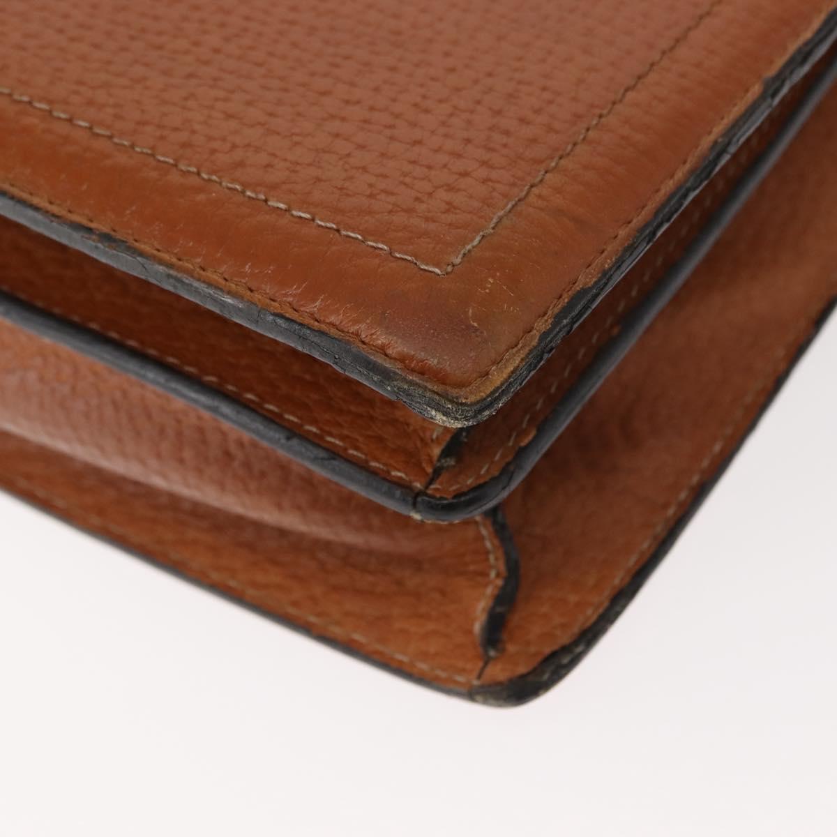 LOEWE Anagram Business Bag Leather Brown Gold Auth 151923