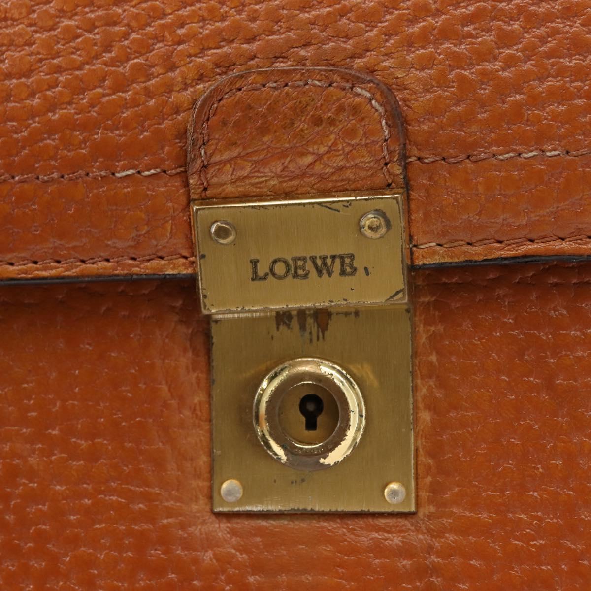 LOEWE Anagram Business Bag Leather Brown Gold Auth 151923
