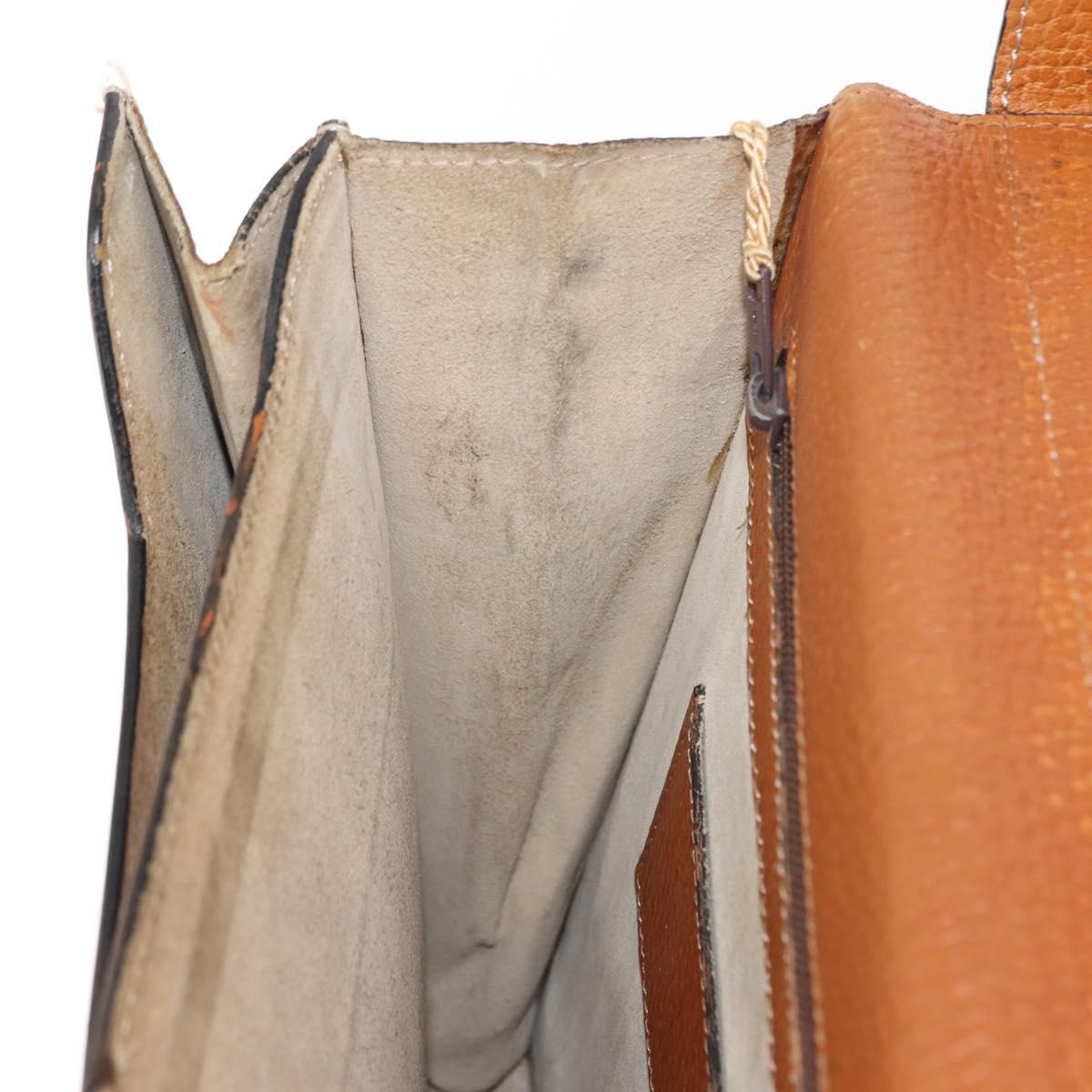 LOEWE Anagram Business Bag Leather Brown Gold Auth 151923