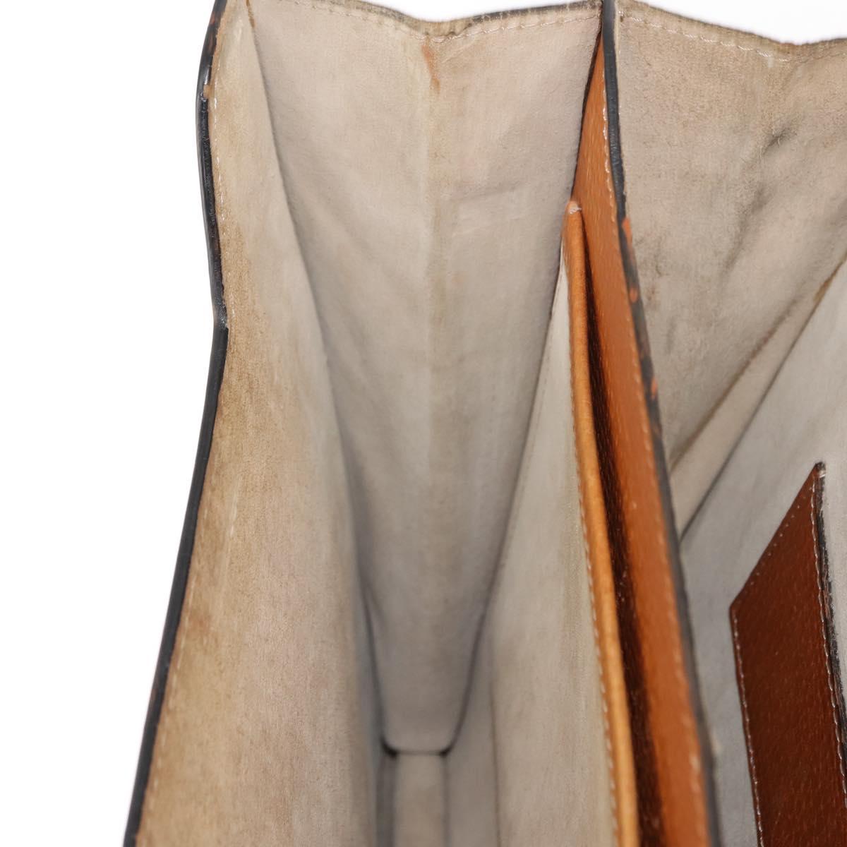 LOEWE Anagram Business Bag Leather Brown Gold Auth 151923