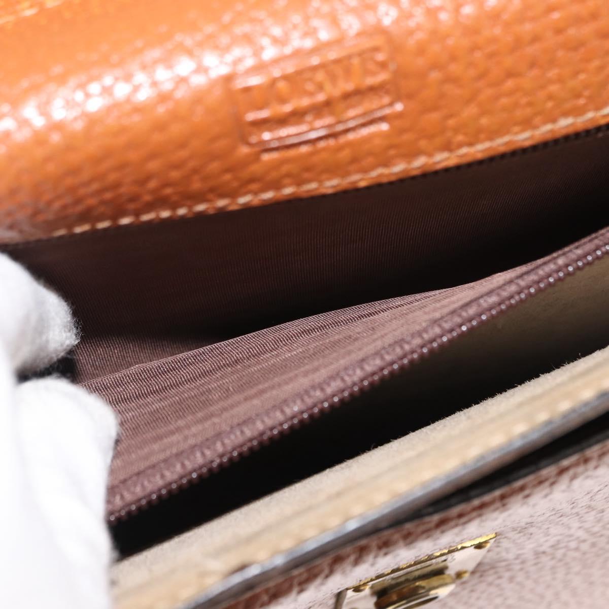 LOEWE Anagram Business Bag Leather Brown Gold Auth 151923