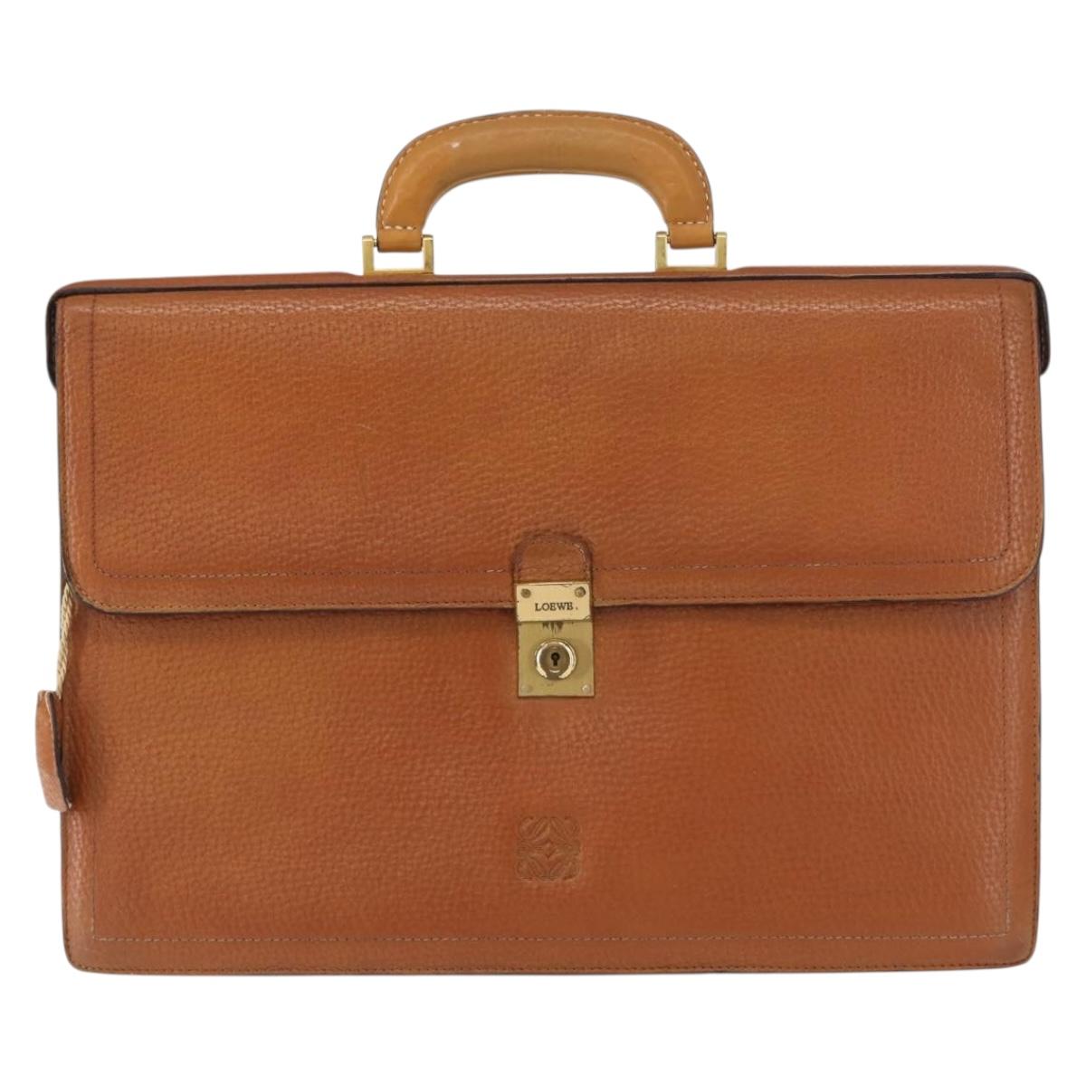 LOEWE Anagram Business Bag Leather Brown Gold Auth 151923
