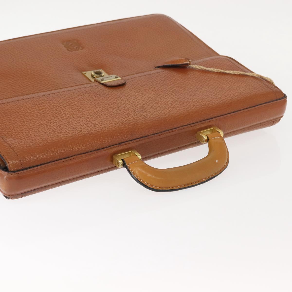 LOEWE Anagram Business Bag Leather Brown Gold Auth 151923