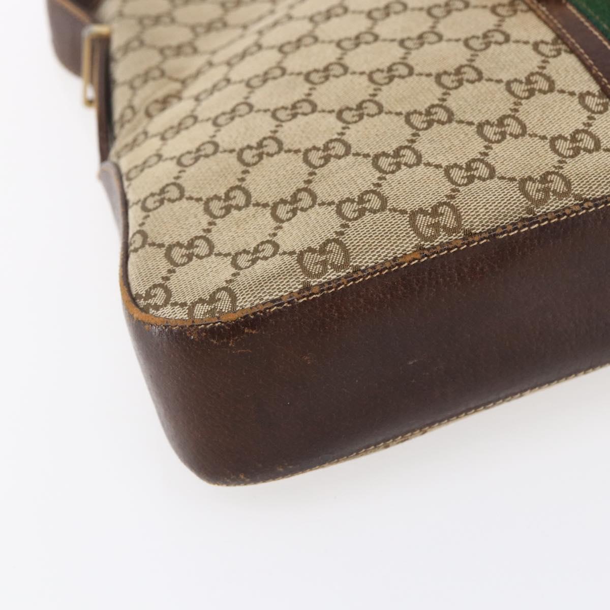 GUCCI GG Supreme Web Sherry Line Shoulder Bag PVC Beige Gold Auth 151924