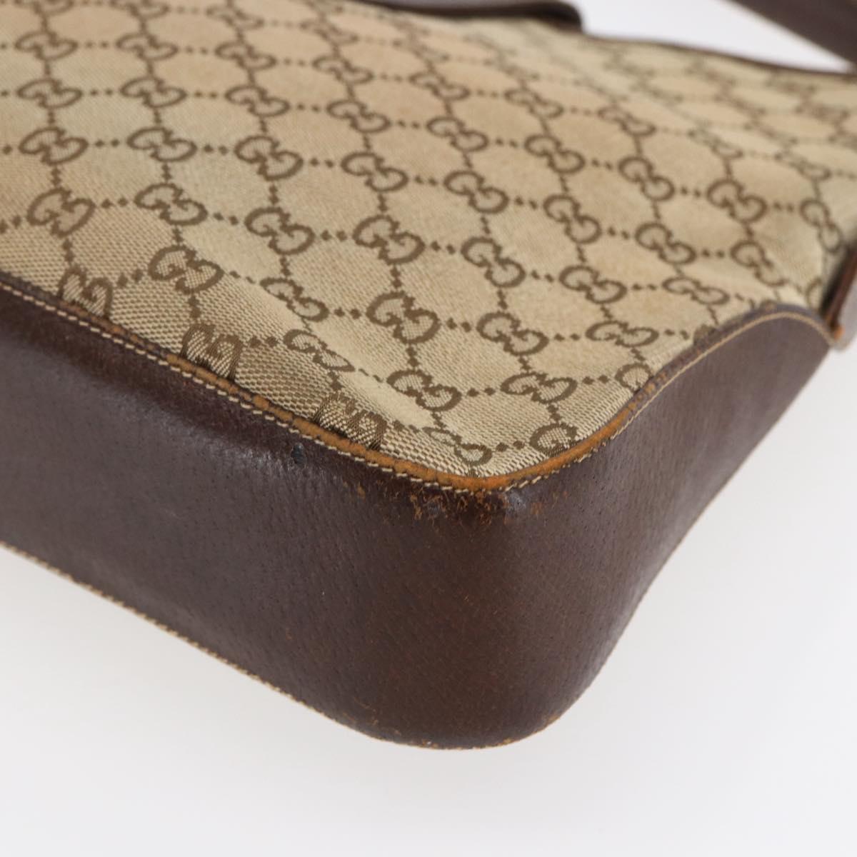 GUCCI GG Supreme Web Sherry Line Shoulder Bag PVC Beige Gold Auth 151924