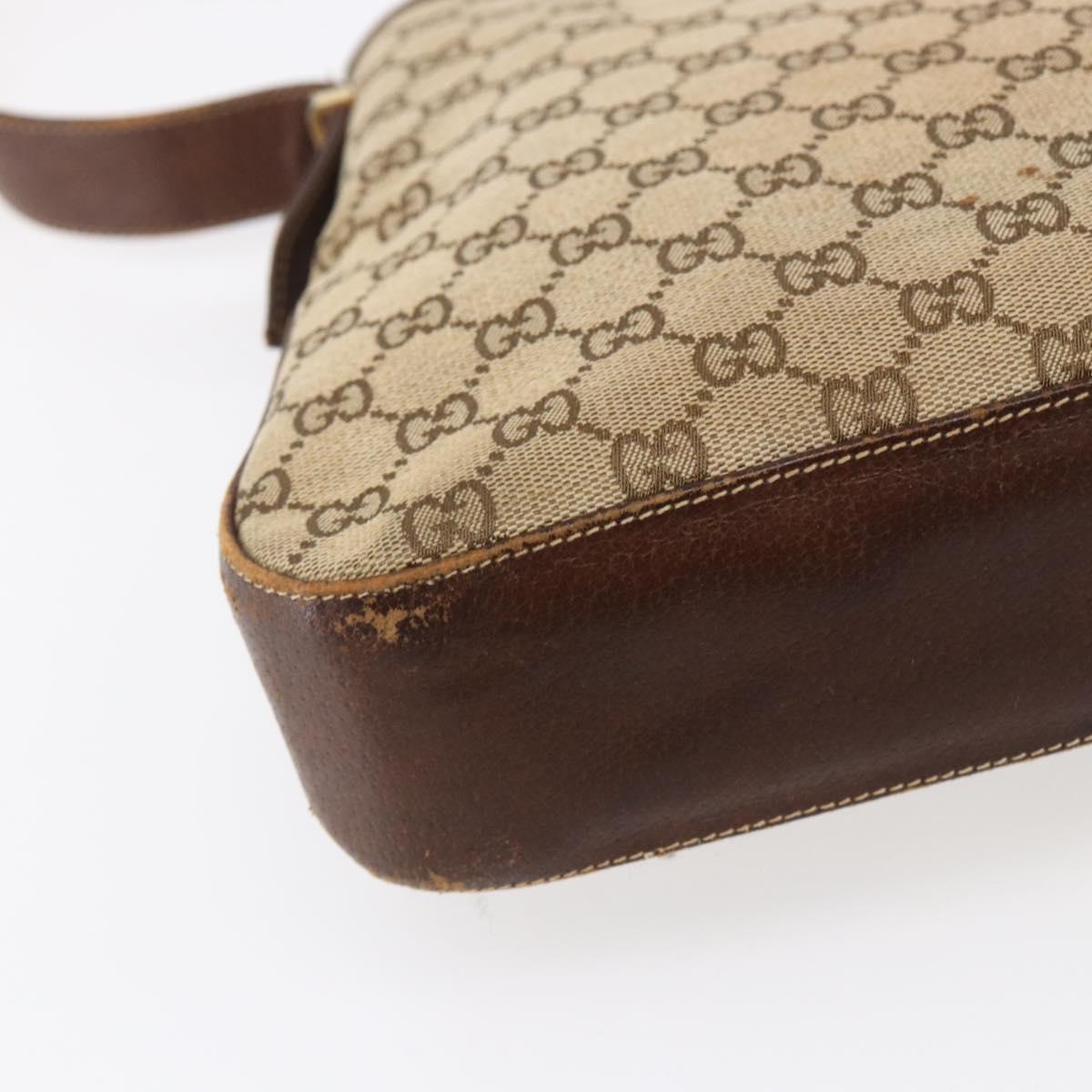 GUCCI GG Supreme Web Sherry Line Shoulder Bag PVC Beige Gold Auth 151924