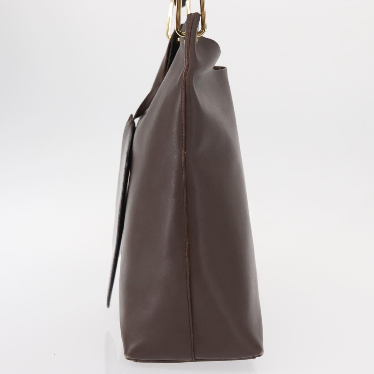 GUCCI Bamboo Shoulder Bag Leather Brown Gold 001 2058 1881 Auth 151925