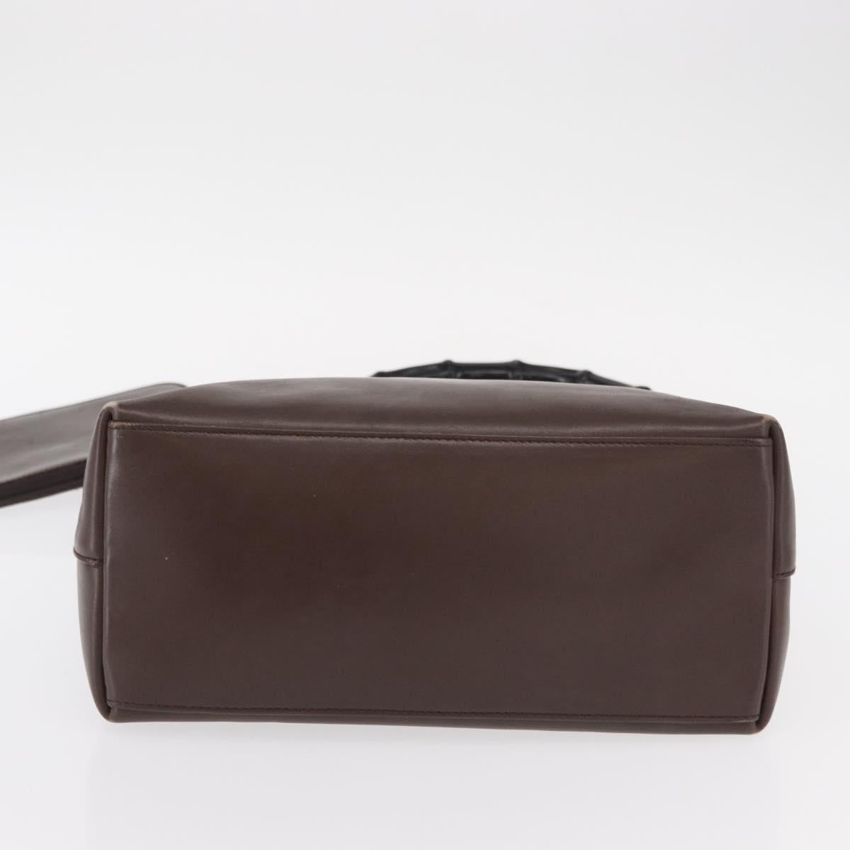 GUCCI Bamboo Shoulder Bag Leather Brown Gold 001 2058 1881 Auth 151925