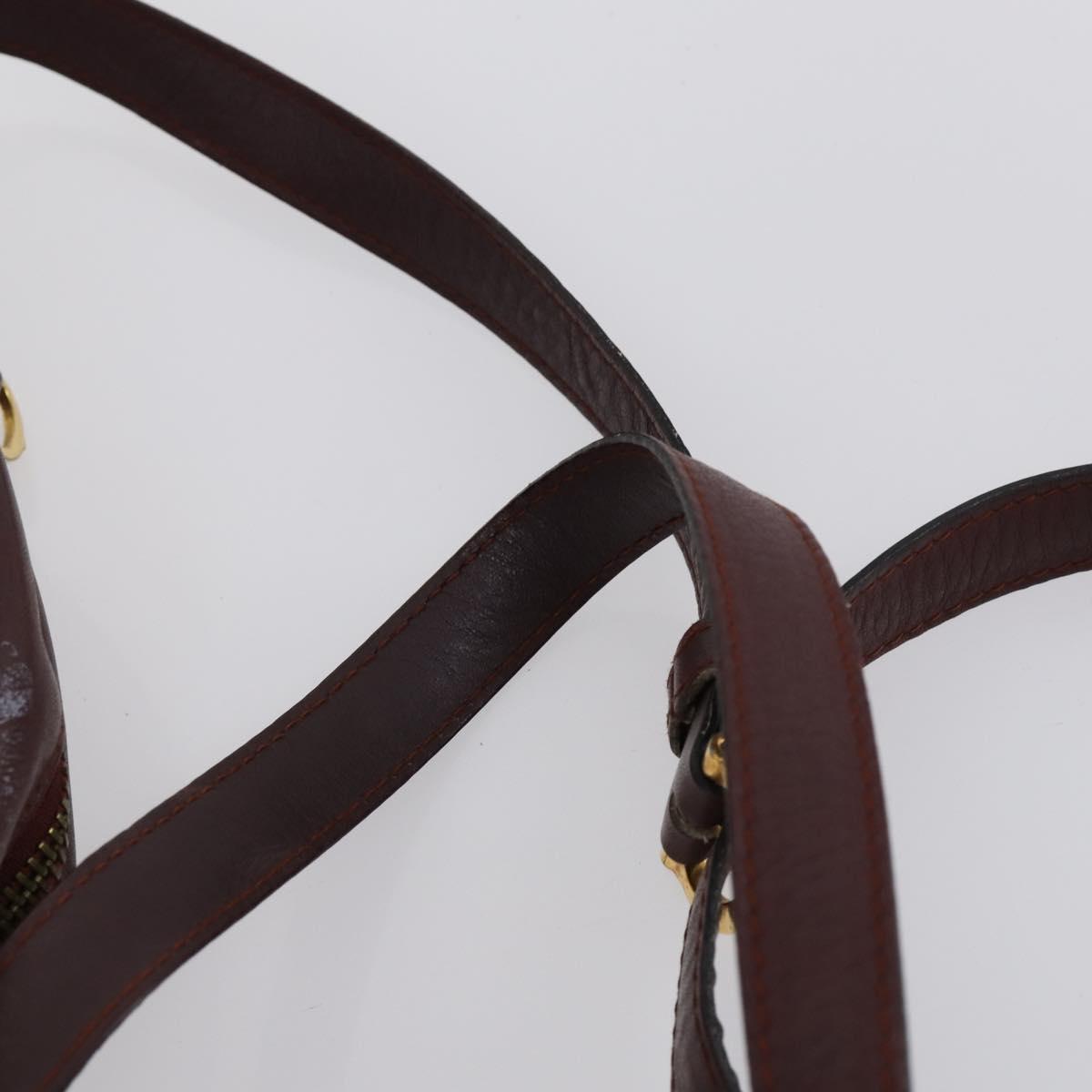 CARTIER Shoulder Bag Leather 3 Set Bordeaux Auth 151931