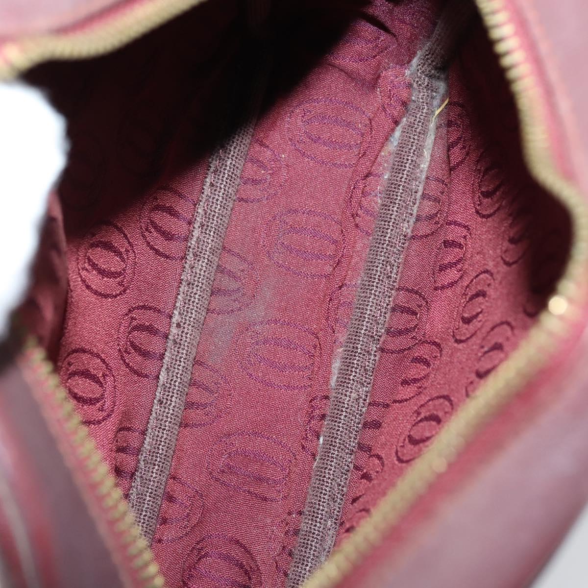 CARTIER Shoulder Bag Leather 3 Set Bordeaux Auth 151931