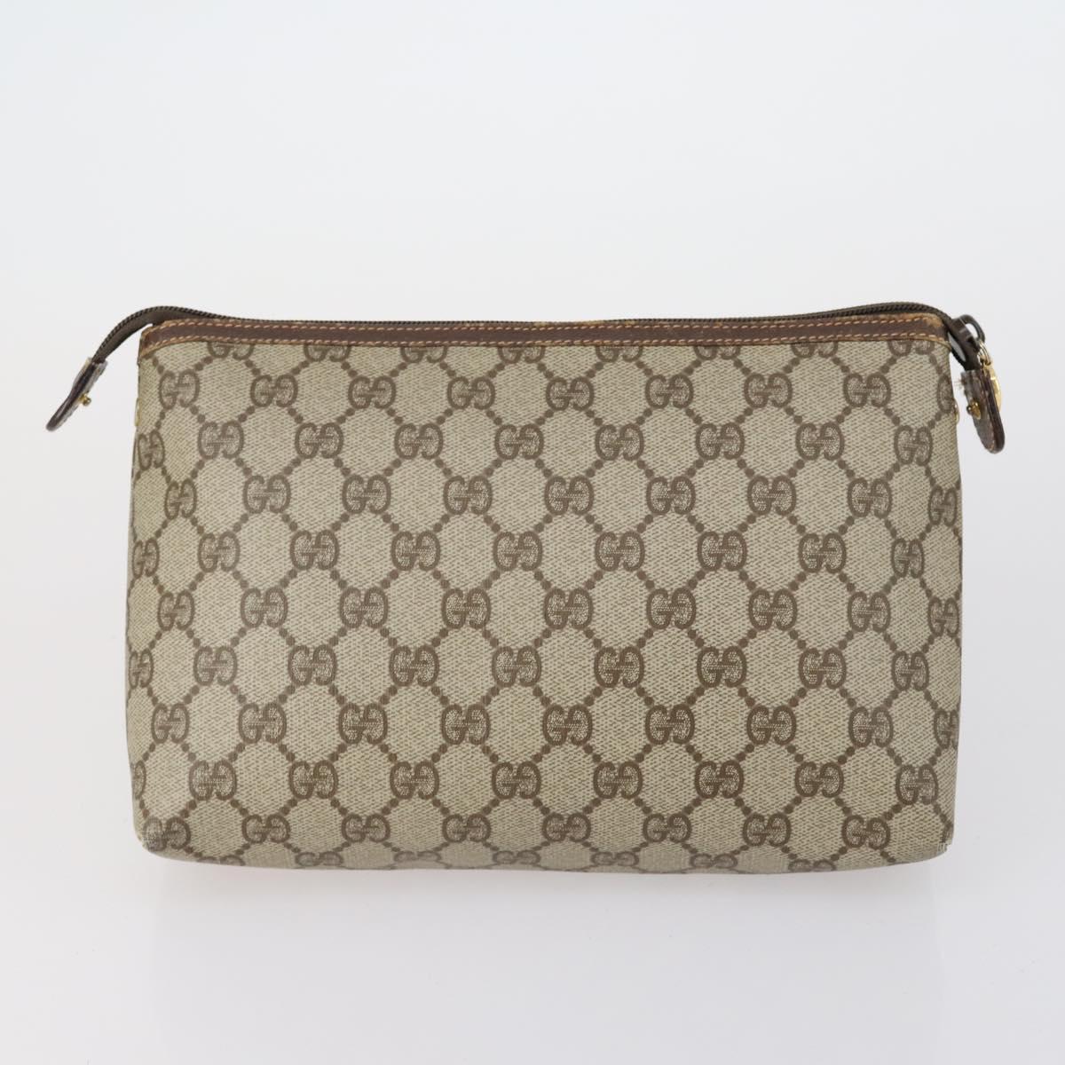 GUCCI GG Supreme Clutch Bag PVC 4 Set Black Beige Auth 151934