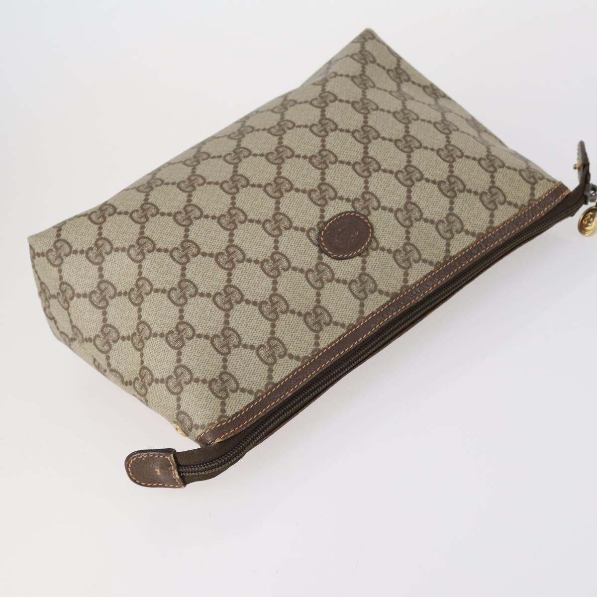 GUCCI GG Supreme Clutch Bag PVC 4 Set Black Beige Auth 151934