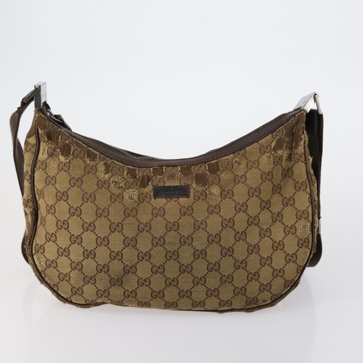 GUCCI GG Canvas Web Sherry Line Shoulder Bag PVC 4 Set Beige Red Auth 151936