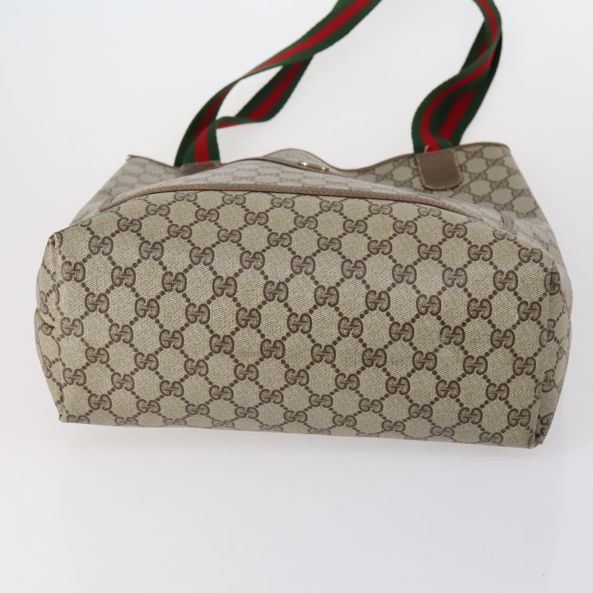 GUCCI GG Canvas Web Sherry Line Shoulder Bag PVC 4 Set Beige Red Auth 151936