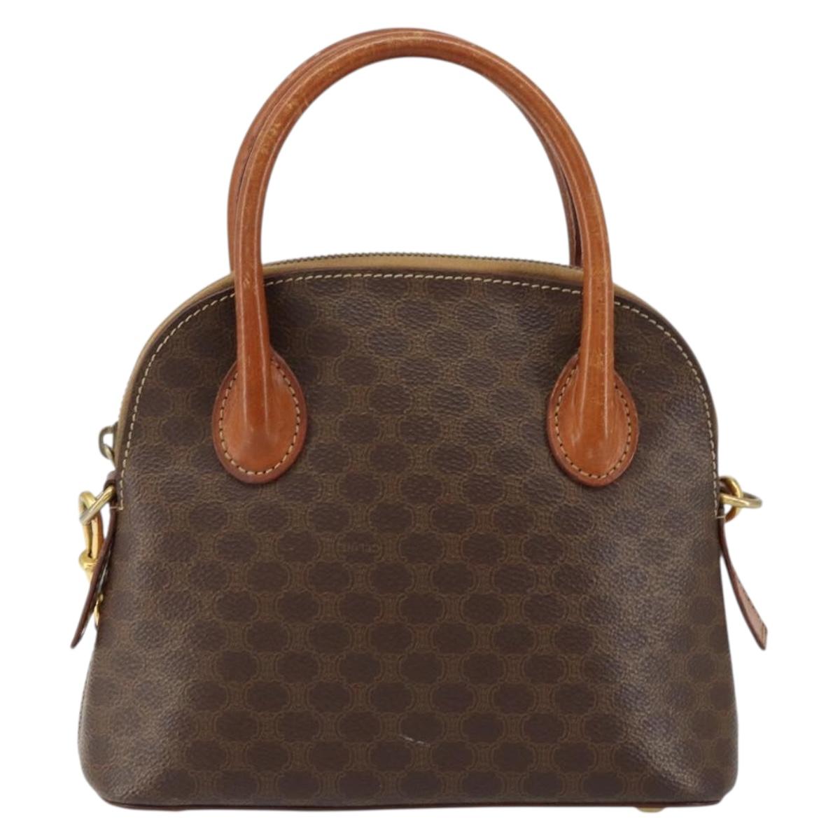 CELINE Macadam Canvas Hand Bag PVC 2way Brown Gold Auth 151939