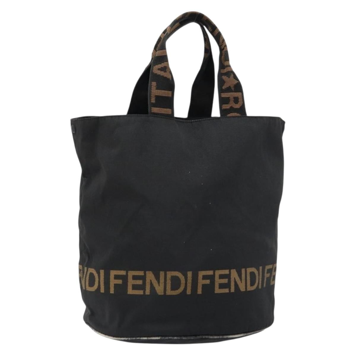 FENDI Hand Bag Nylon Black Auth 151940