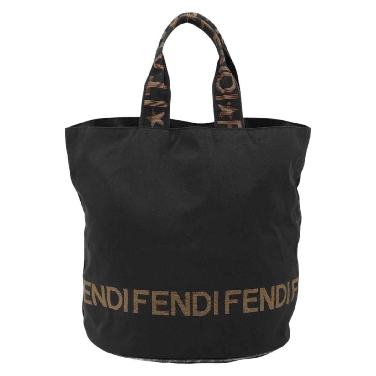 FENDI Hand Bag Nylon Black Auth 151940