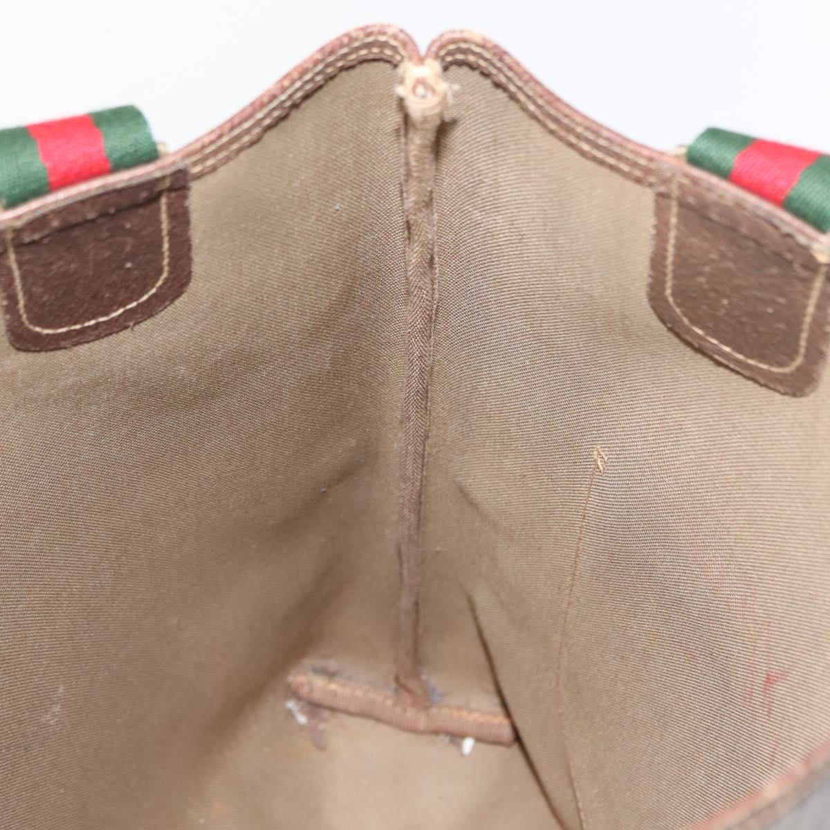 GUCCI GG Supreme Web Sherry Line Tote Bag PVC Beige 40 02 003 Auth 151945