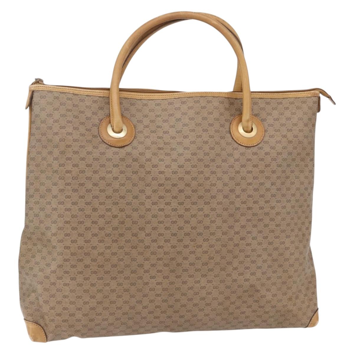 GUCCI Micro GG Supreme Tote Bag PVC Beige Gold 02 39 4868 Auth 151946