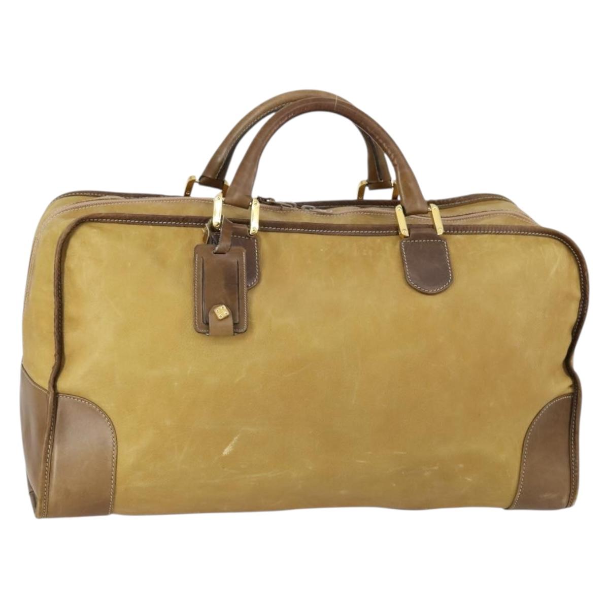 LOEWE Anagram Amazonas Hand Bag Leather Beige Gold Auth 151947