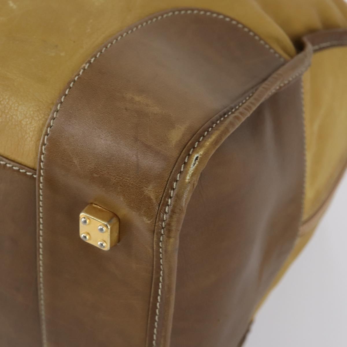 LOEWE Anagram Amazonas Hand Bag Suede Leather Beige Gold Auth 151947