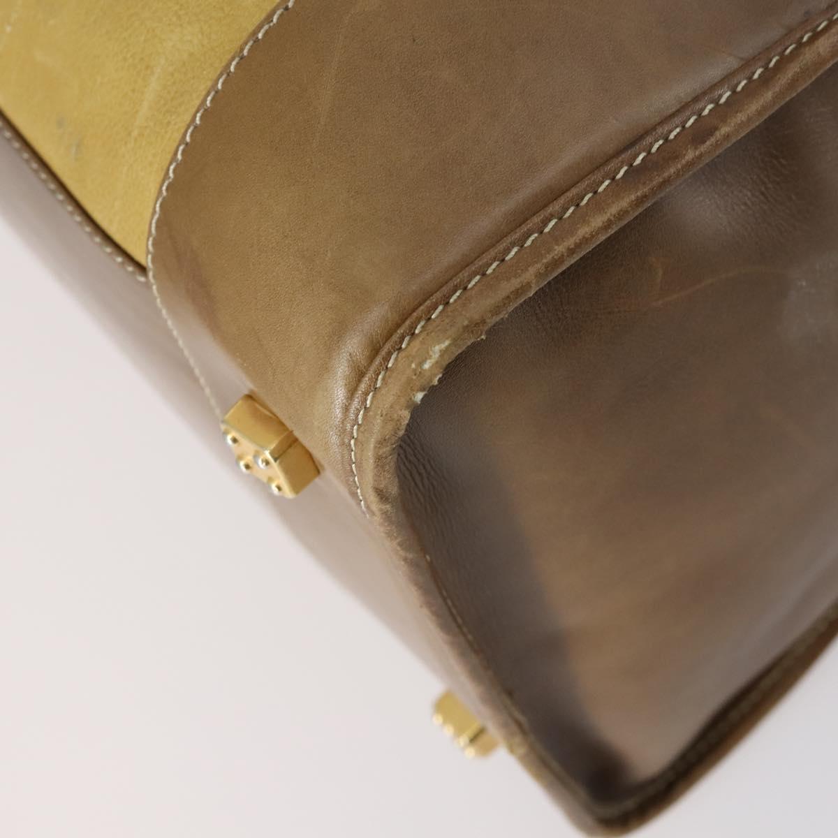 LOEWE Anagram Amazonas Hand Bag Leather Beige Gold Auth 151947