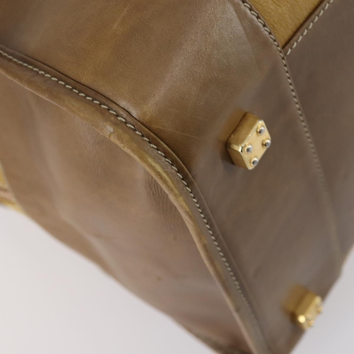 LOEWE Anagram Amazonas Hand Bag Leather Beige Gold Auth 151947