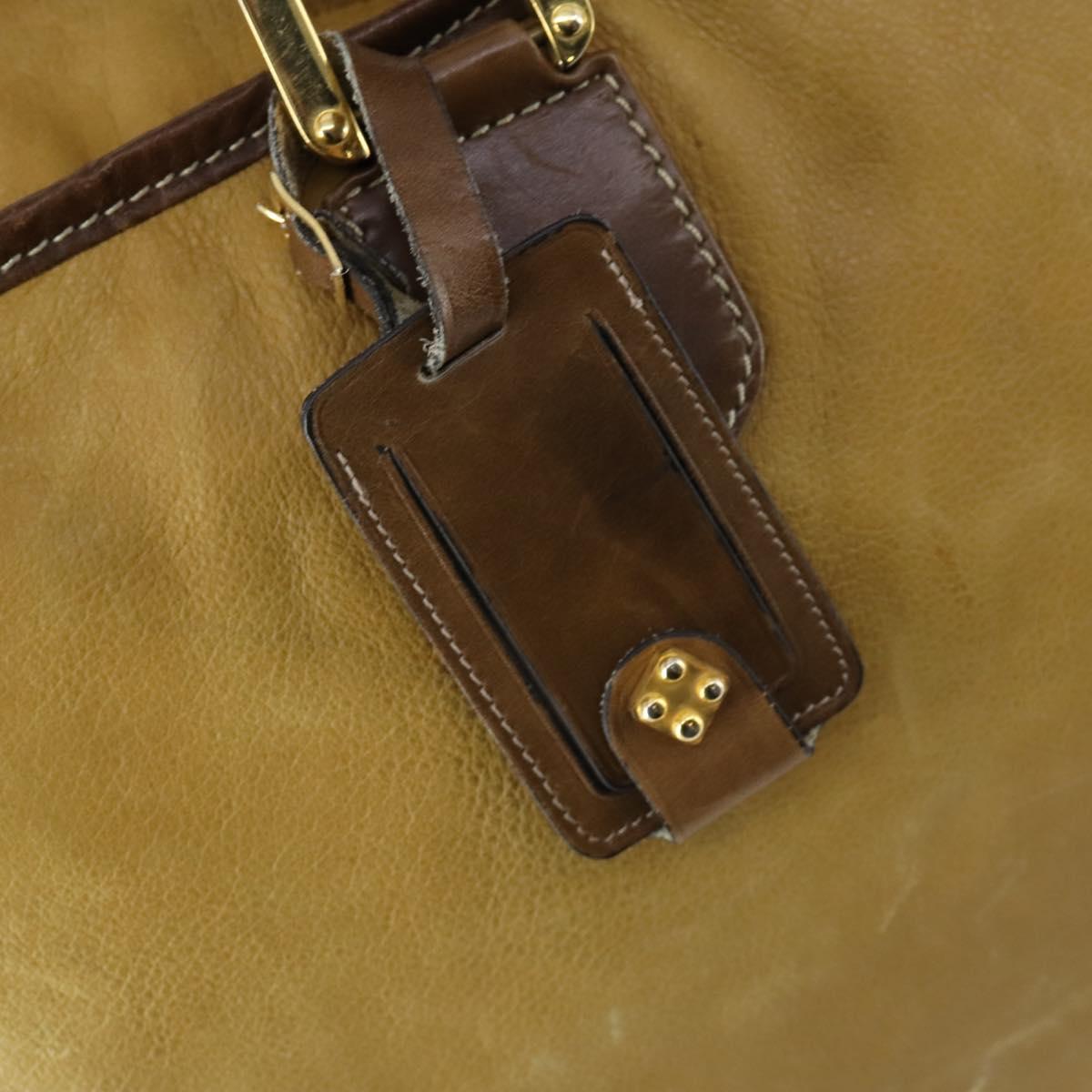 LOEWE Anagram Amazonas Hand Bag Leather Beige Gold Auth 151947