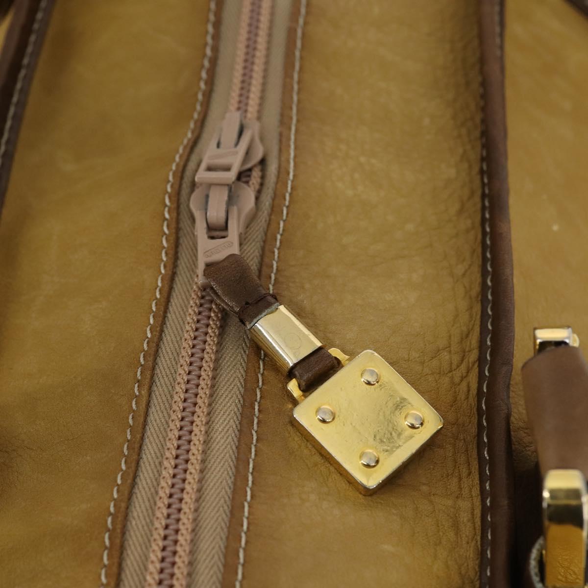 LOEWE Anagram Amazonas Hand Bag Leather Beige Gold Auth 151947