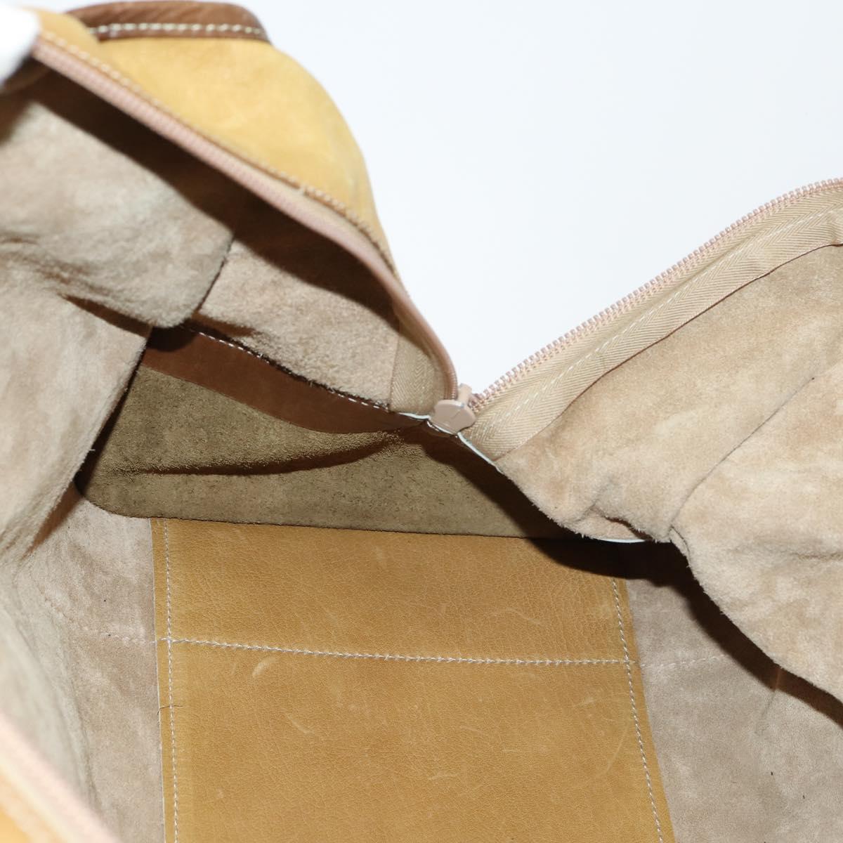 LOEWE Anagram Amazonas Hand Bag Leather Beige Gold Auth 151947