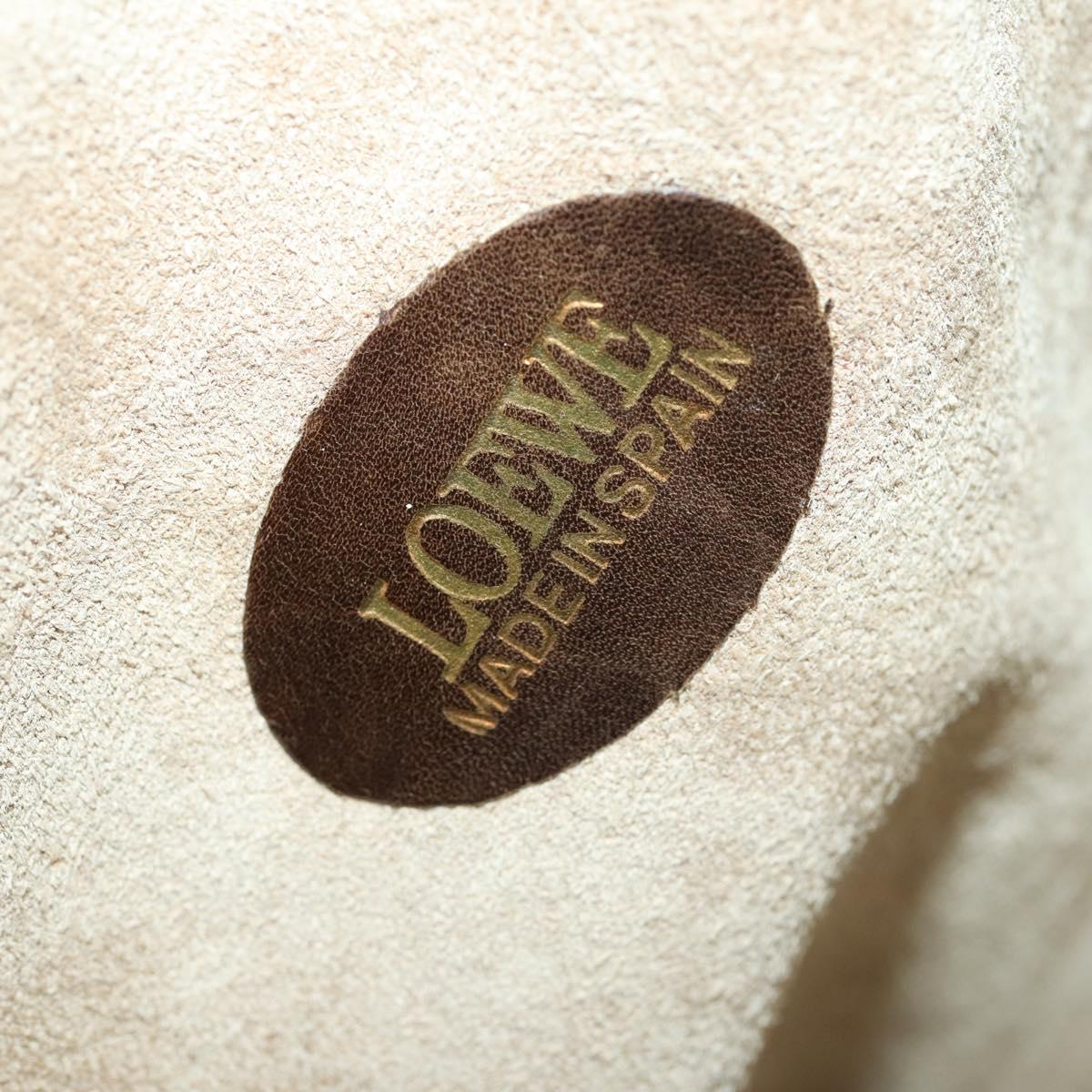 LOEWE Anagram Amazonas Hand Bag Suede Leather Beige Gold Auth 151947