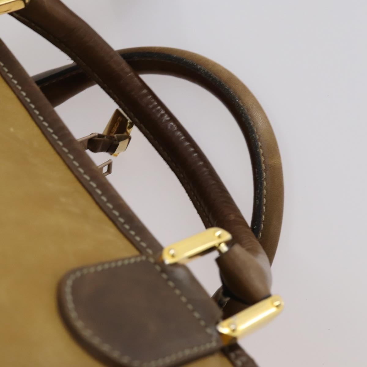 LOEWE Anagram Amazonas Hand Bag Leather Beige Gold Auth 151947