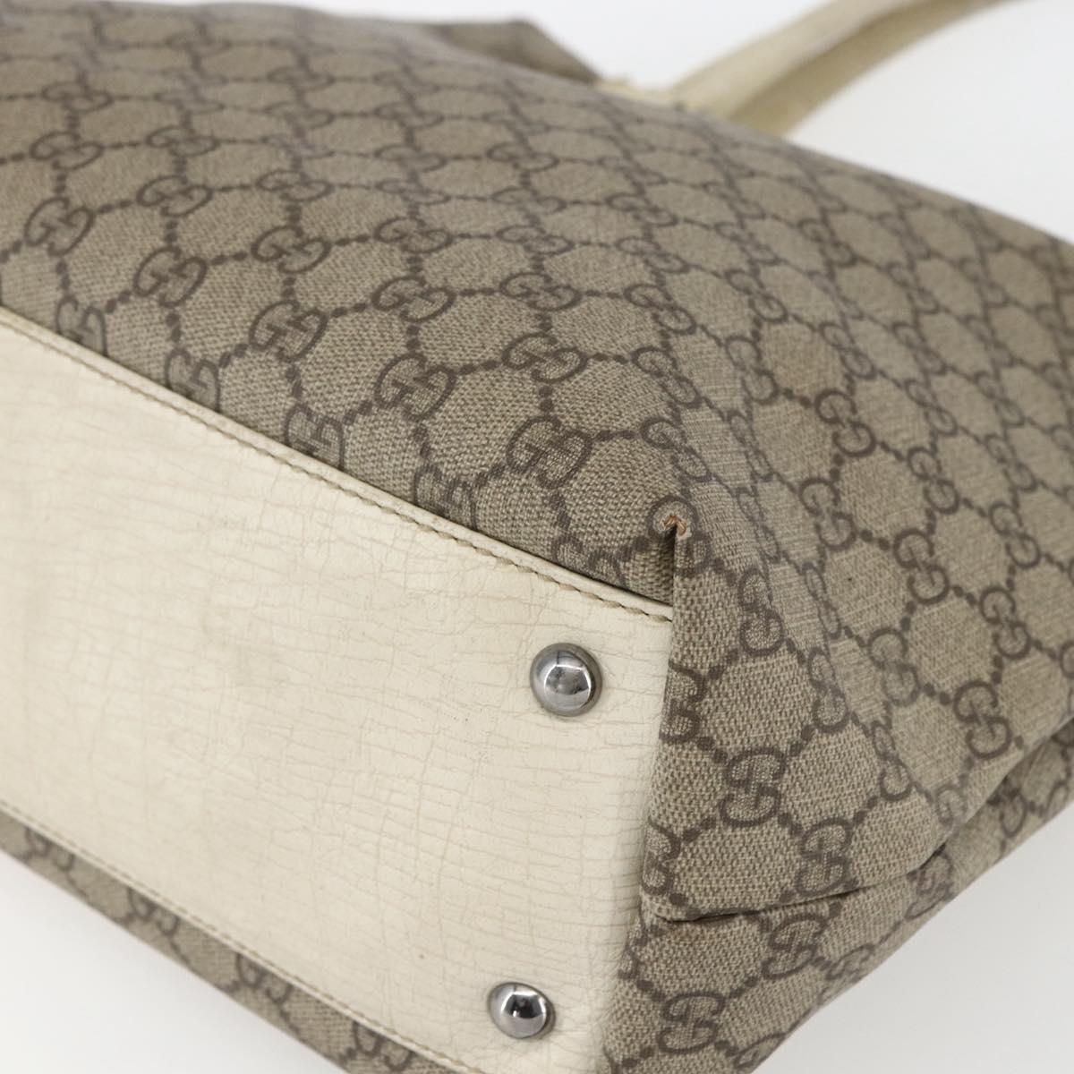 GUCCI GG Supreme Tote Bag PVC Beige Silver 131220 Auth 151948