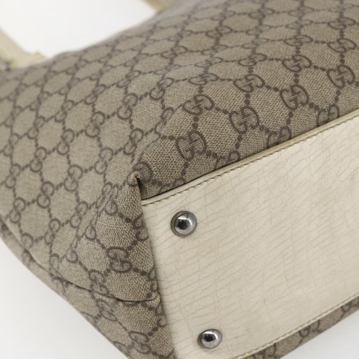GUCCI GG Supreme Tote Bag PVC Beige Silver 131220 Auth 151948