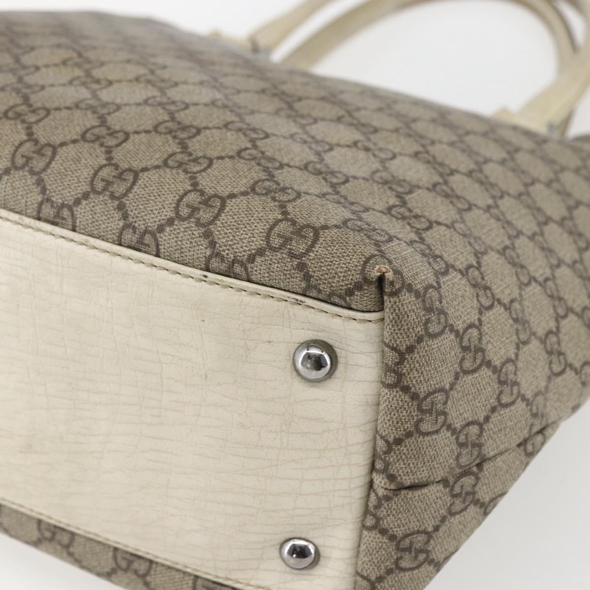 GUCCI GG Supreme Tote Bag PVC Beige Silver 131220 Auth 151948
