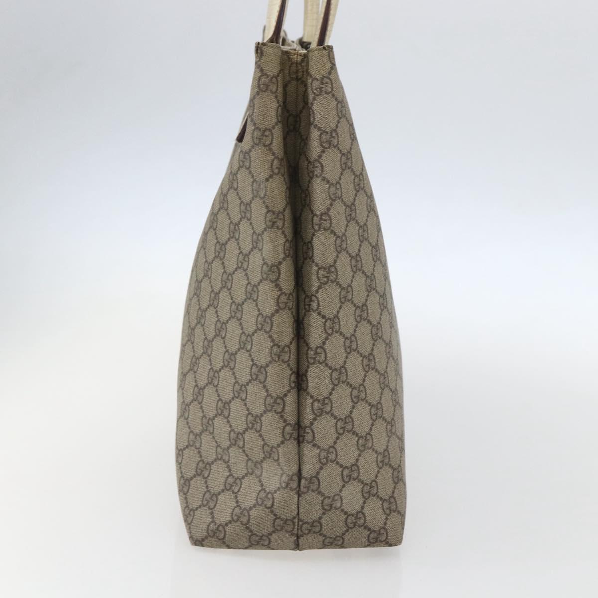 GUCCI GG Supreme Tote Bag PVC Beige Silver 131220 Auth 151948