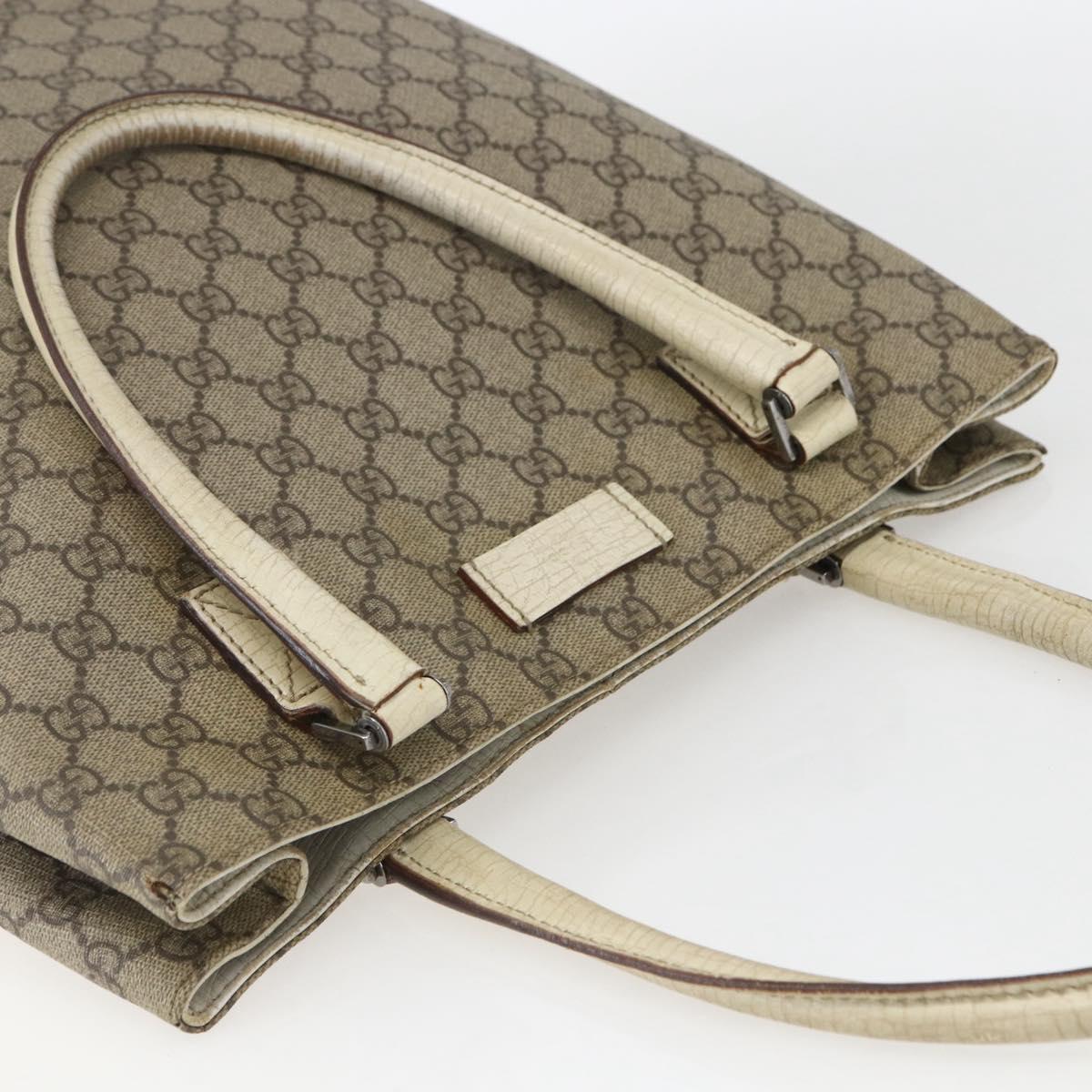 GUCCI GG Supreme Tote Bag PVC Beige Silver 131220 Auth 151948