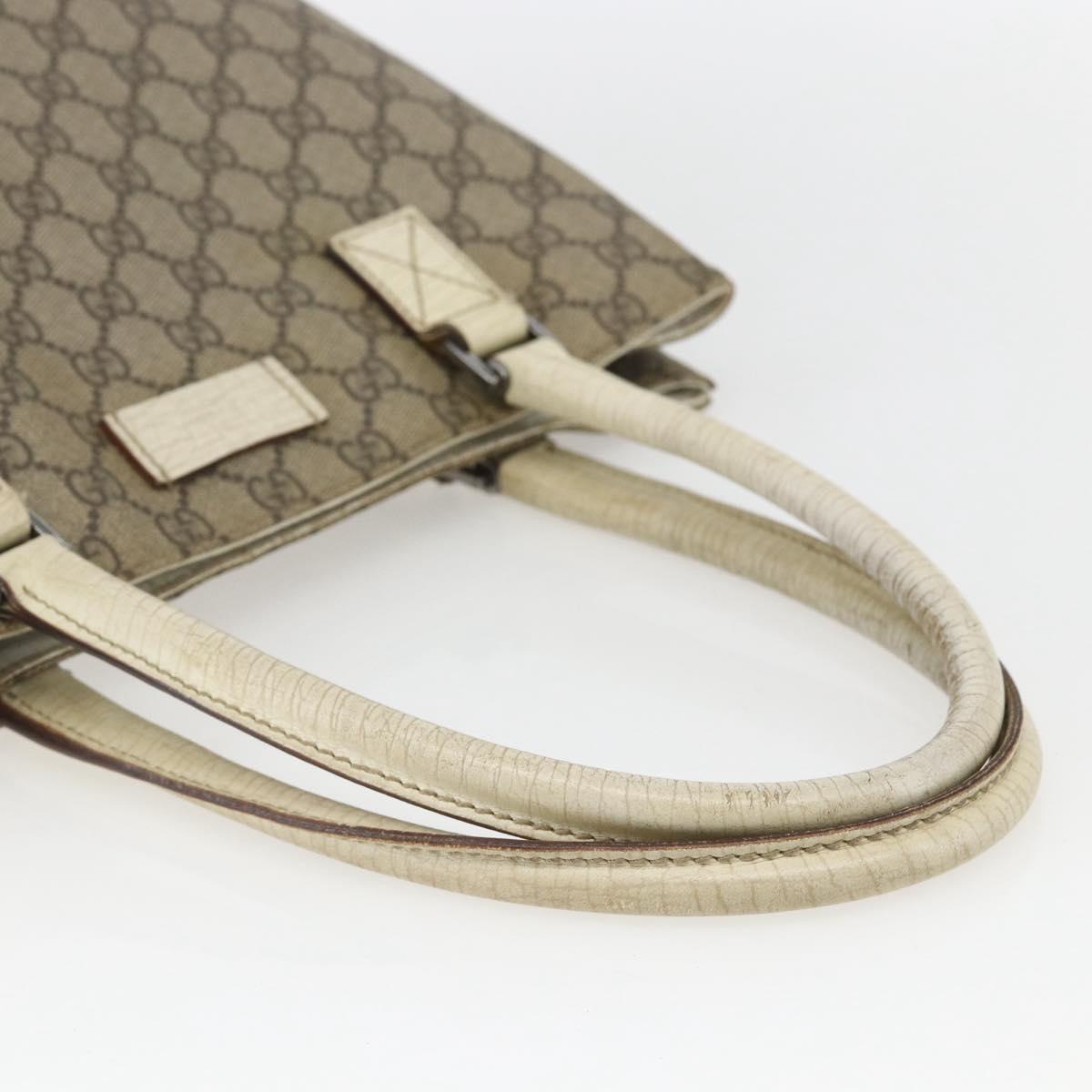 GUCCI GG Supreme Tote Bag PVC Beige Silver 131220 Auth 151948