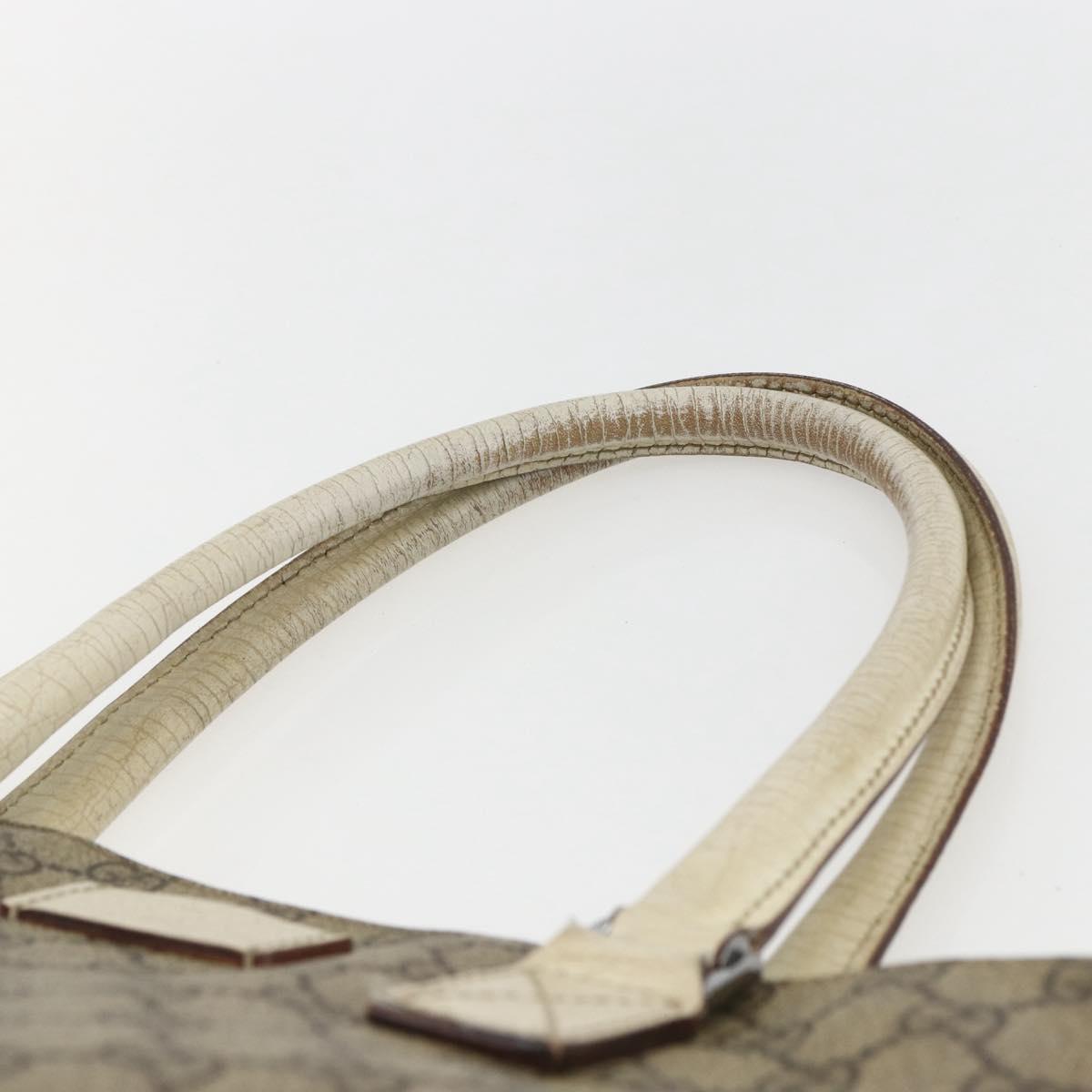 GUCCI GG Supreme Tote Bag PVC Beige Silver 131220 Auth 151948
