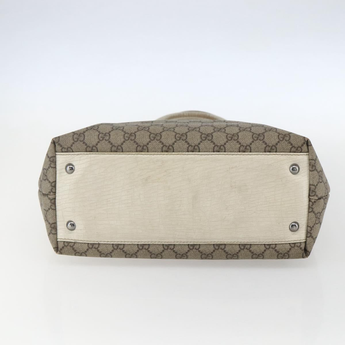 GUCCI GG Supreme Tote Bag PVC Beige Silver 131220 Auth 151948