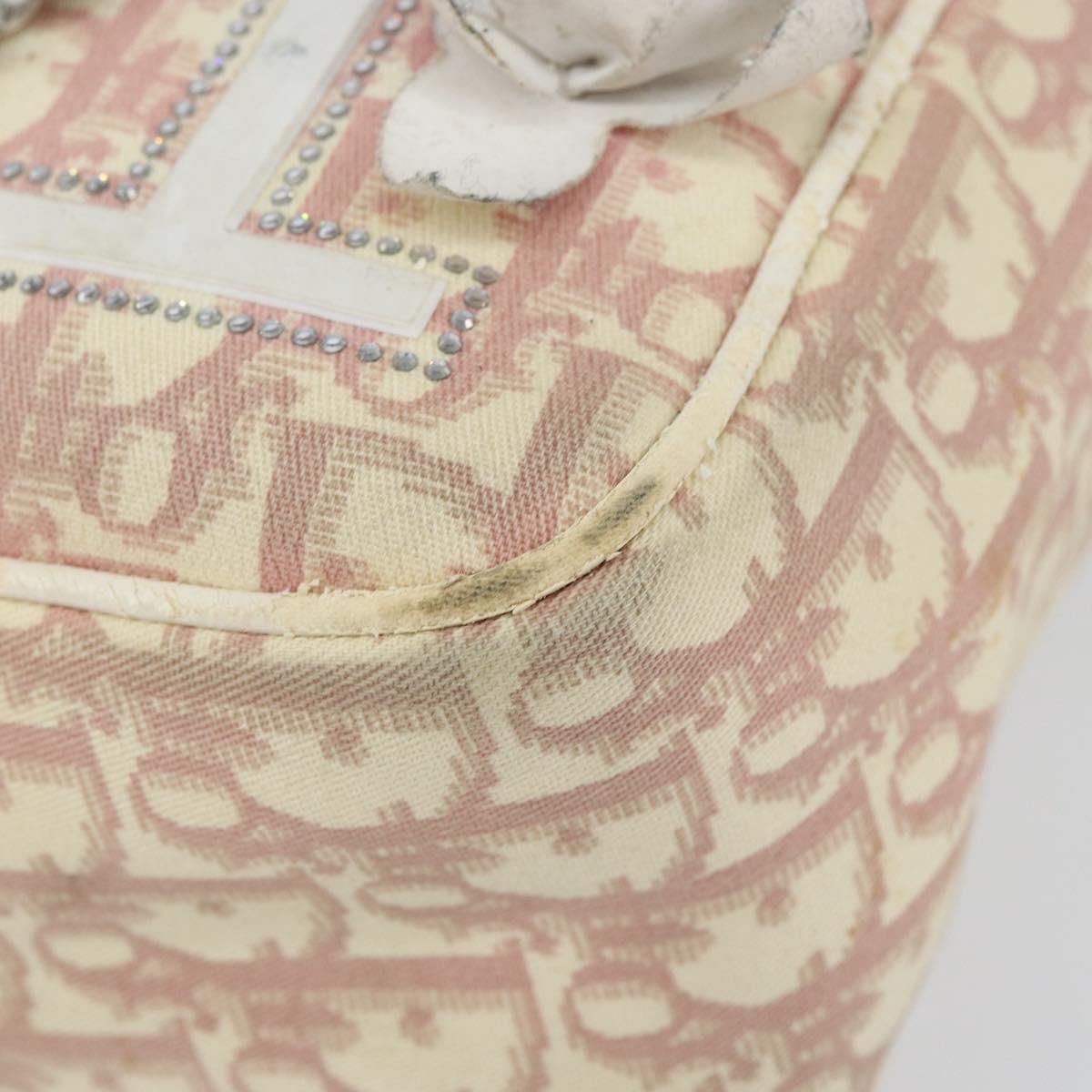 Christian Dior Trotter Canvas Shoulder Bag Pink Silver Auth 151952