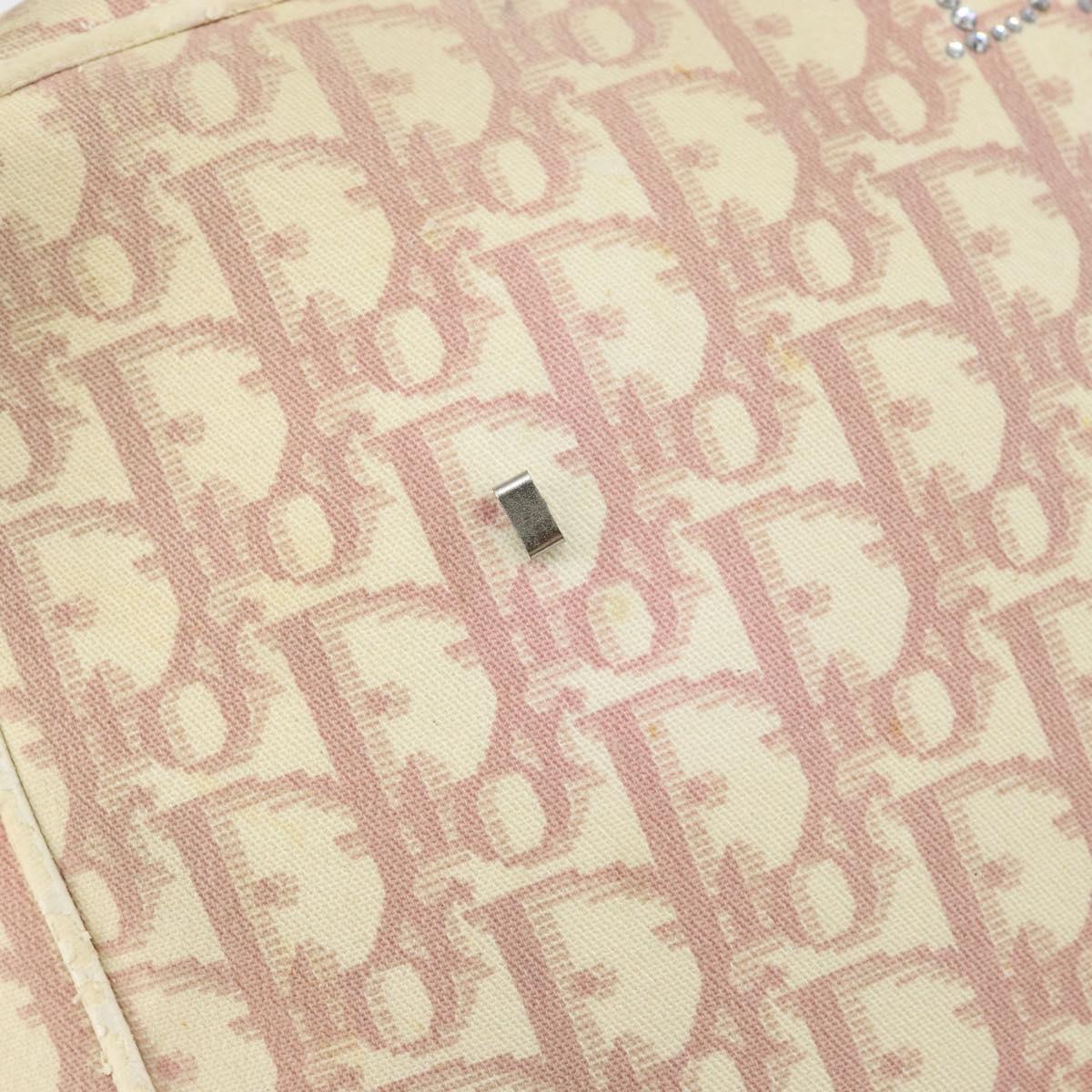 Christian Dior Trotter Canvas Shoulder Bag Pink Silver Auth 151952