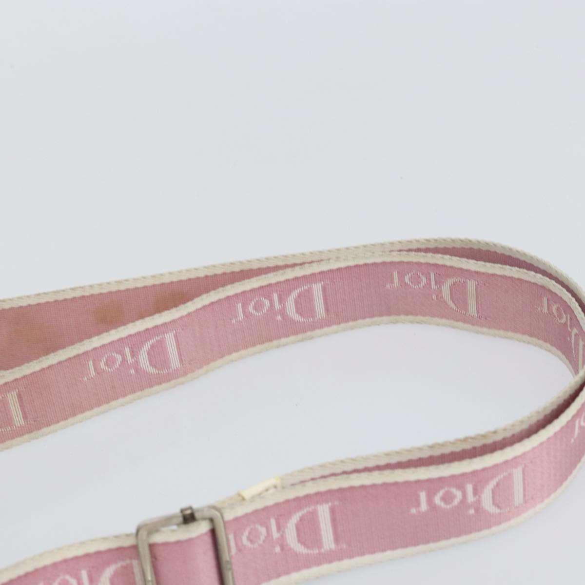 Christian Dior Trotter Canvas Shoulder Bag Pink Silver Auth 151952