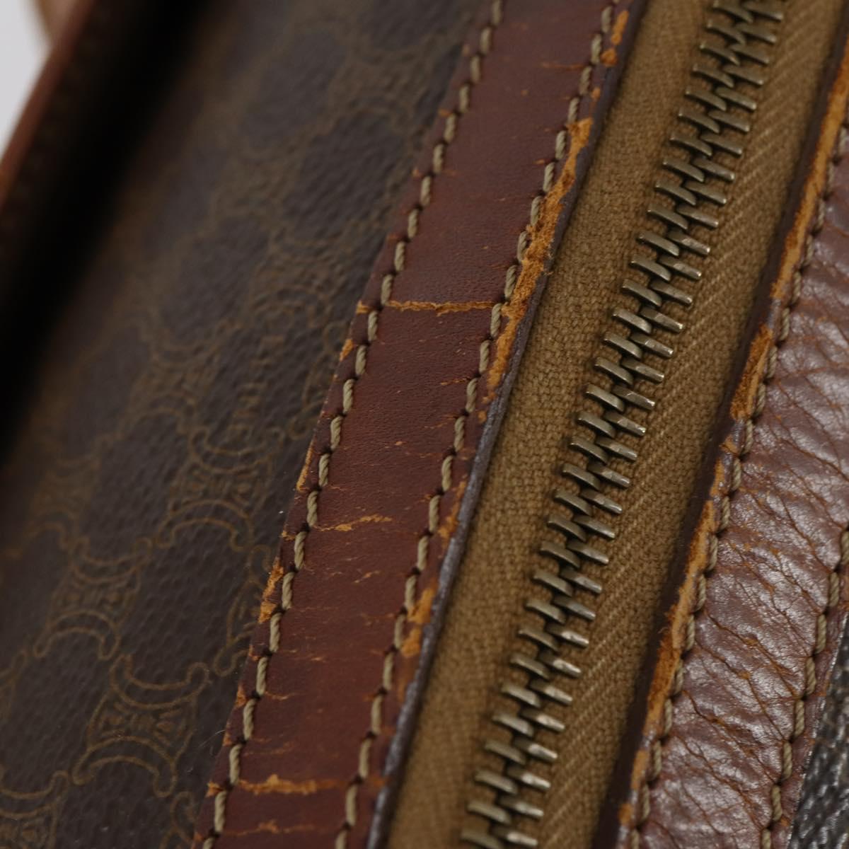 CELINE Macadam Canvas Shoulder Bag PVC Leather 5 Set Brown Auth 151955