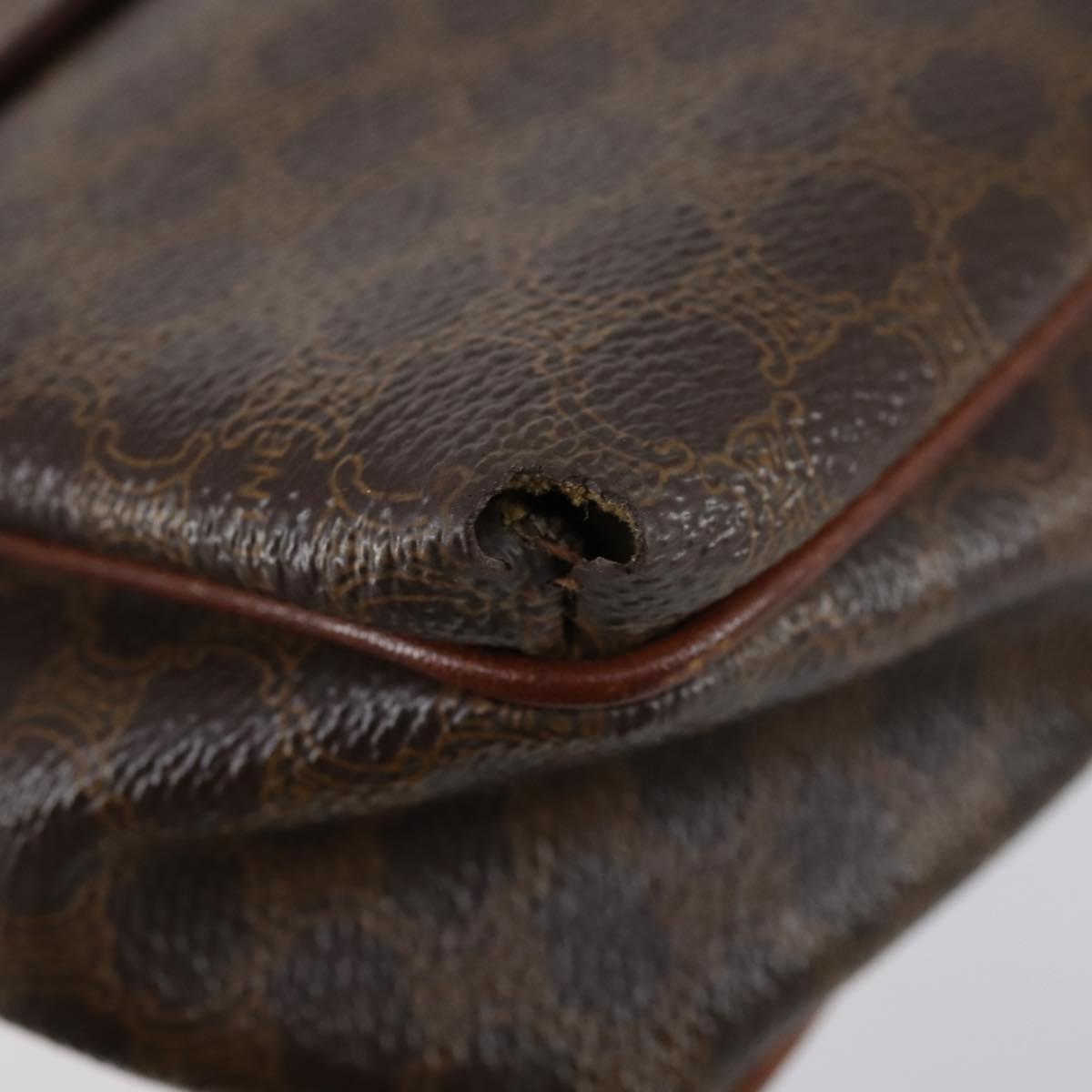 CELINE Macadam Canvas Shoulder Bag PVC Leather 5 Set Brown Auth 151955