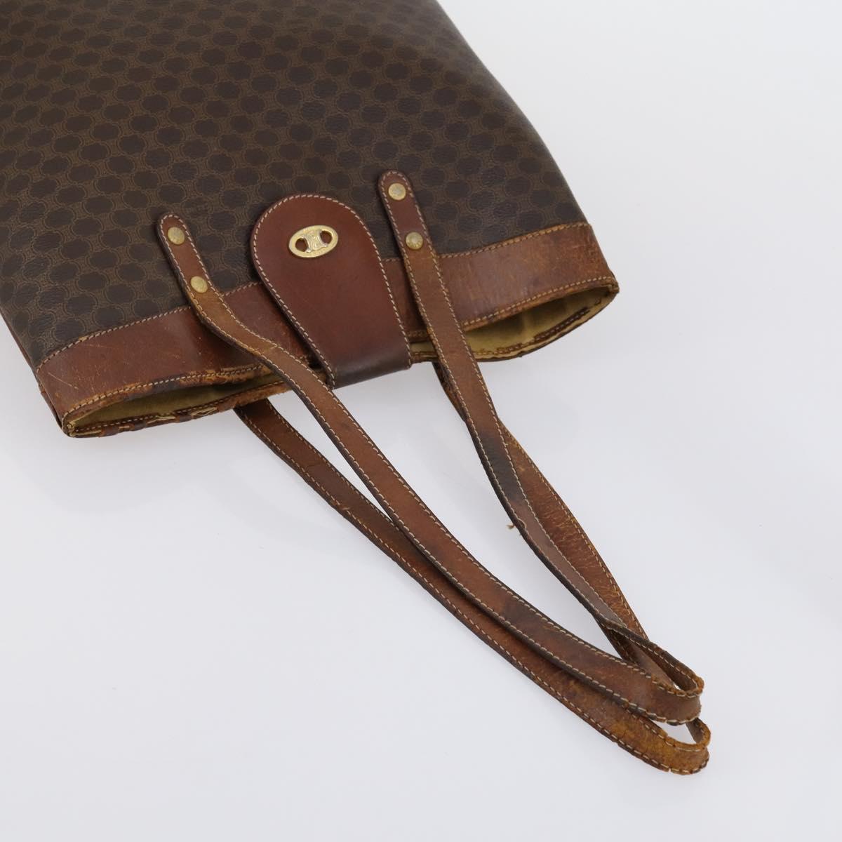 CELINE Macadam Canvas Shoulder Bag PVC Leather 5 Set Brown Auth 151955