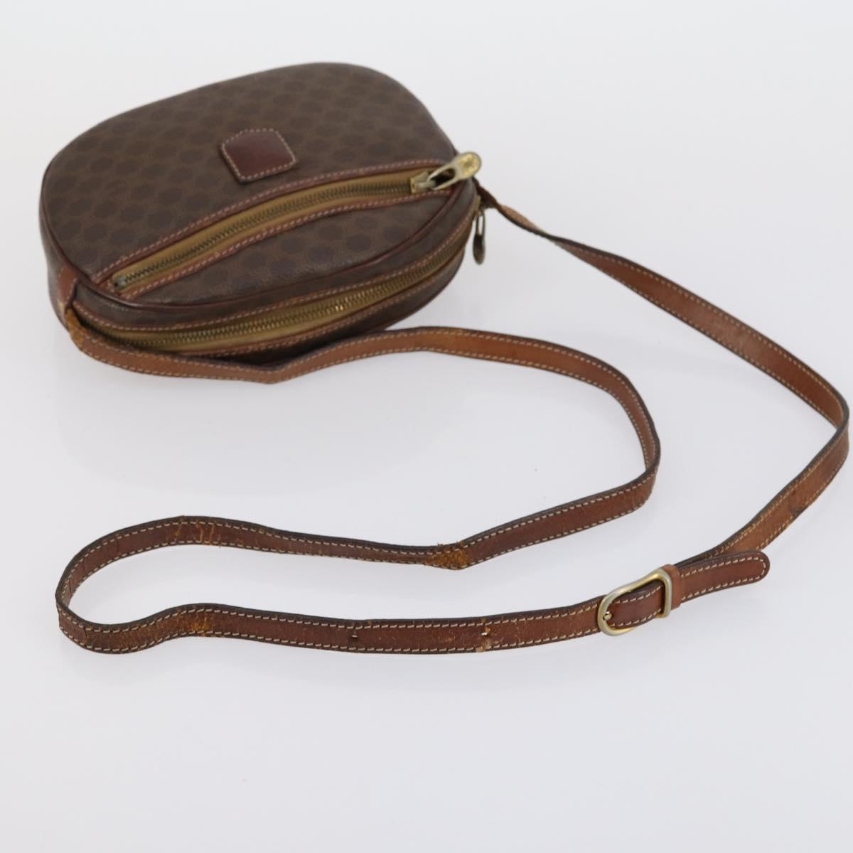 CELINE Macadam Canvas Shoulder Bag PVC Leather 5 Set Brown Auth 151955